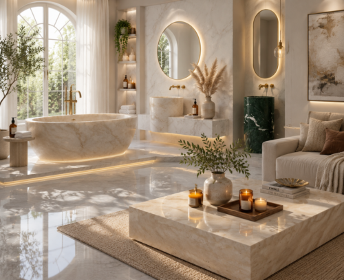 Premium natural stone collection from GladyStone manufacturer - marble vessel sinks and bathtubs