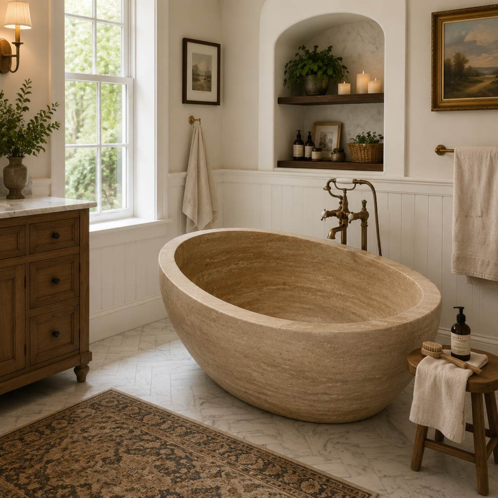 Natural stone bathtub collection by GladyStone - premium marble and travertine tubs