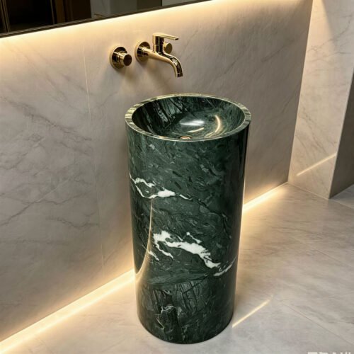 Pedestal sink by GladyStone - elegant natural stone bathroom pedestal basin