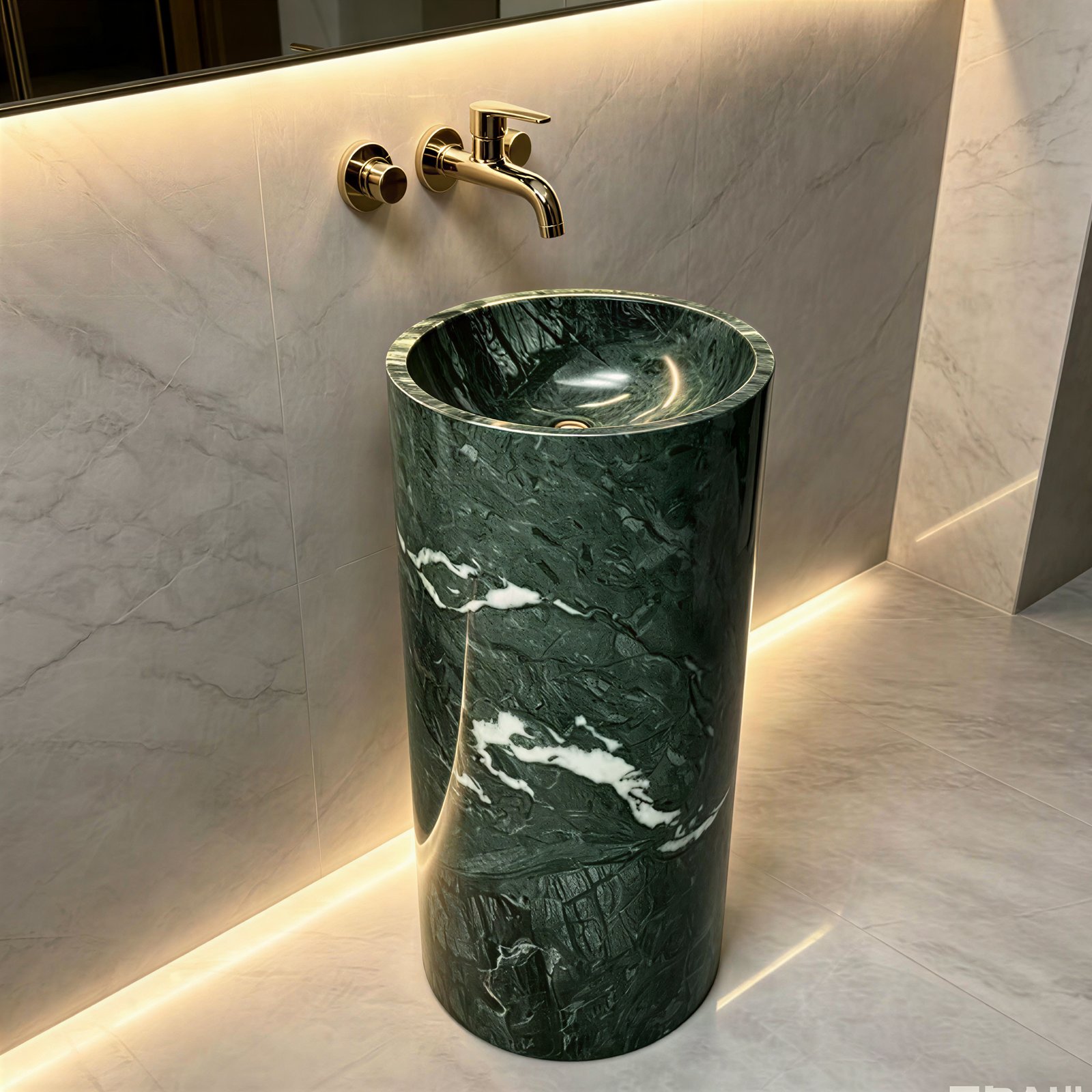 Pedestal sink by GladyStone - elegant natural stone bathroom pedestal basin