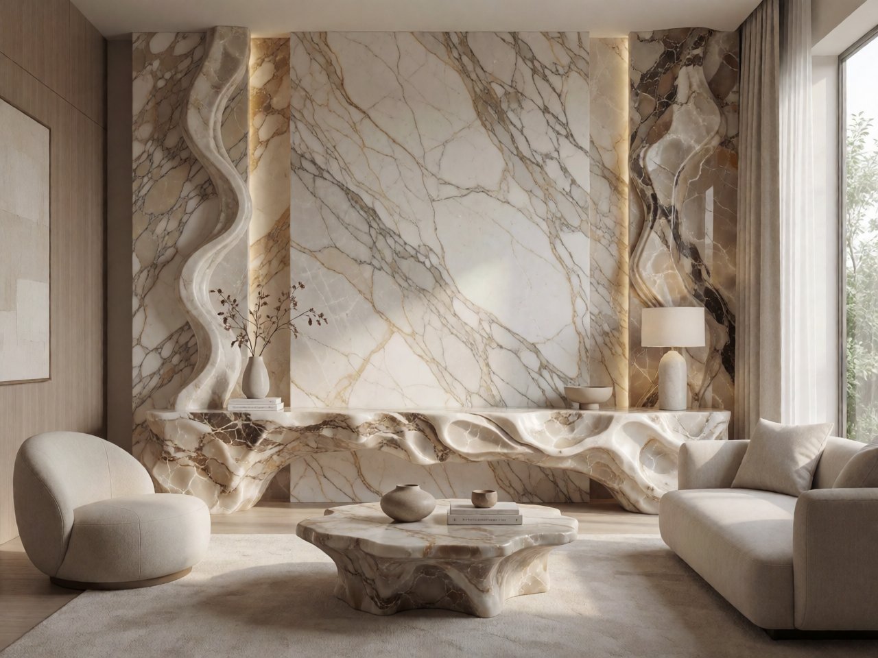 Luxury Stone Home Decor 2026: Marble Accent Walls, Fireplaces & Sculptural Details