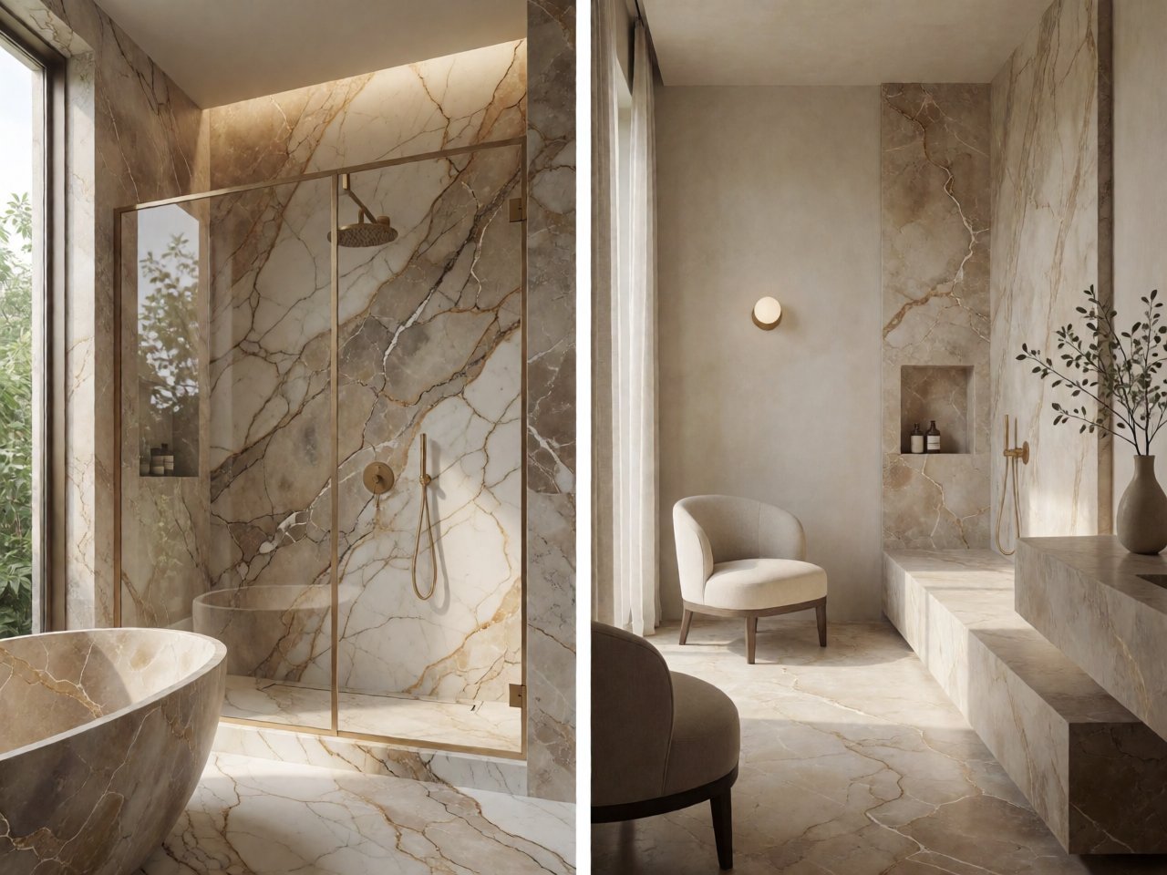 2026 Stone Bathroom Trends: Marble Shower Walls, Warm Tones & Nature-Inspired Interiors