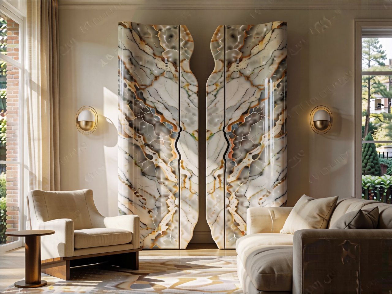 Shangrila Green Marble Electric Fireplace