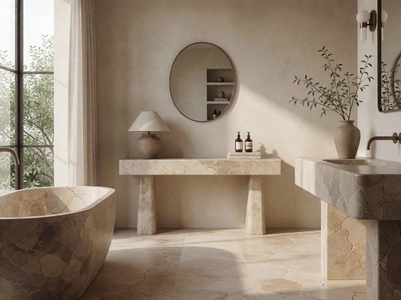 Stone-Drenched Bathrooms 2026: How Architects Are Using Full-Marble Showers and Warm-Tone Stone Flooring