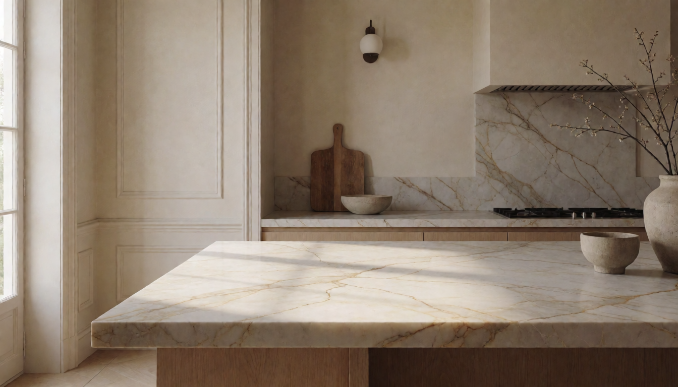 Travertine Stone Coffee Table, Natural Marble Center Table for Living Room