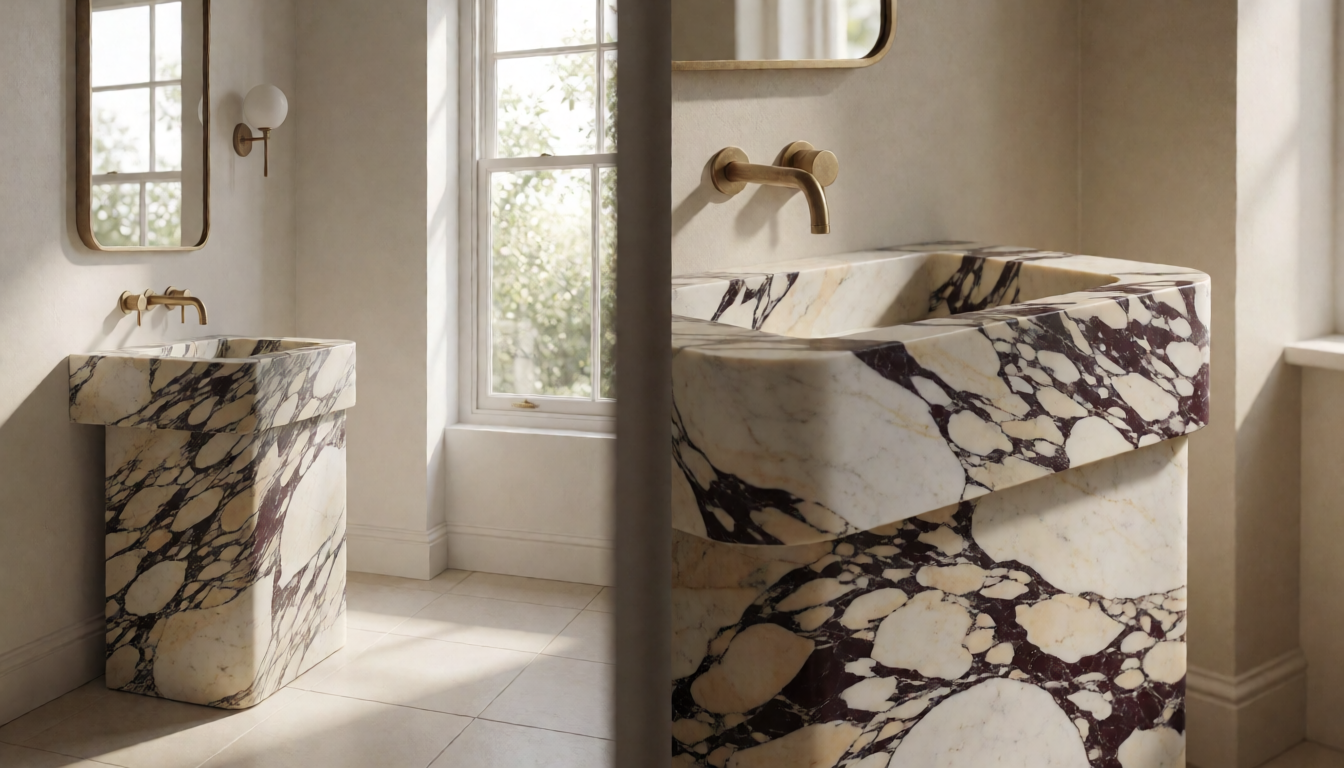 Marble Bathroom Vanity 90cm, Natural Stone Sink Cabinet, Freestanding Drawers, Luxury Stone Wash Basin Vanity for Modern Bathroom Design