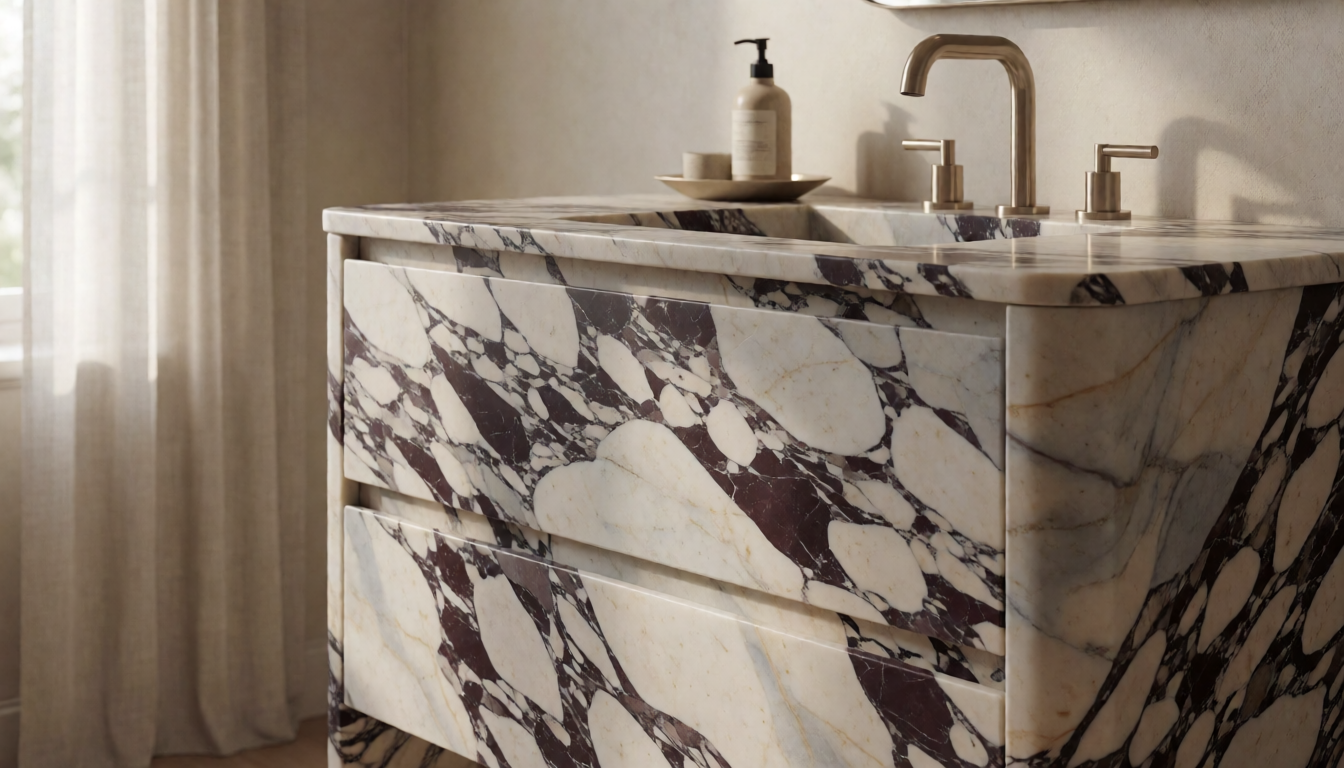 Wood Gray Marble Round Bathroom Sink, Natural Stone Basin