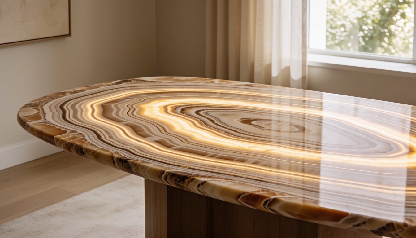 What Is an Onyx Dining Table? Why Backlit Stone Tops Are 2026’s Boldest Trend