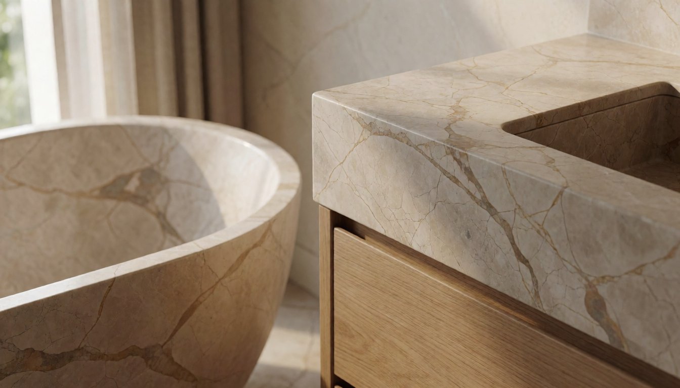 Spa-Inspired Bathroom Makeover: Pairing a Marble Bathtub with a Stone Vanity