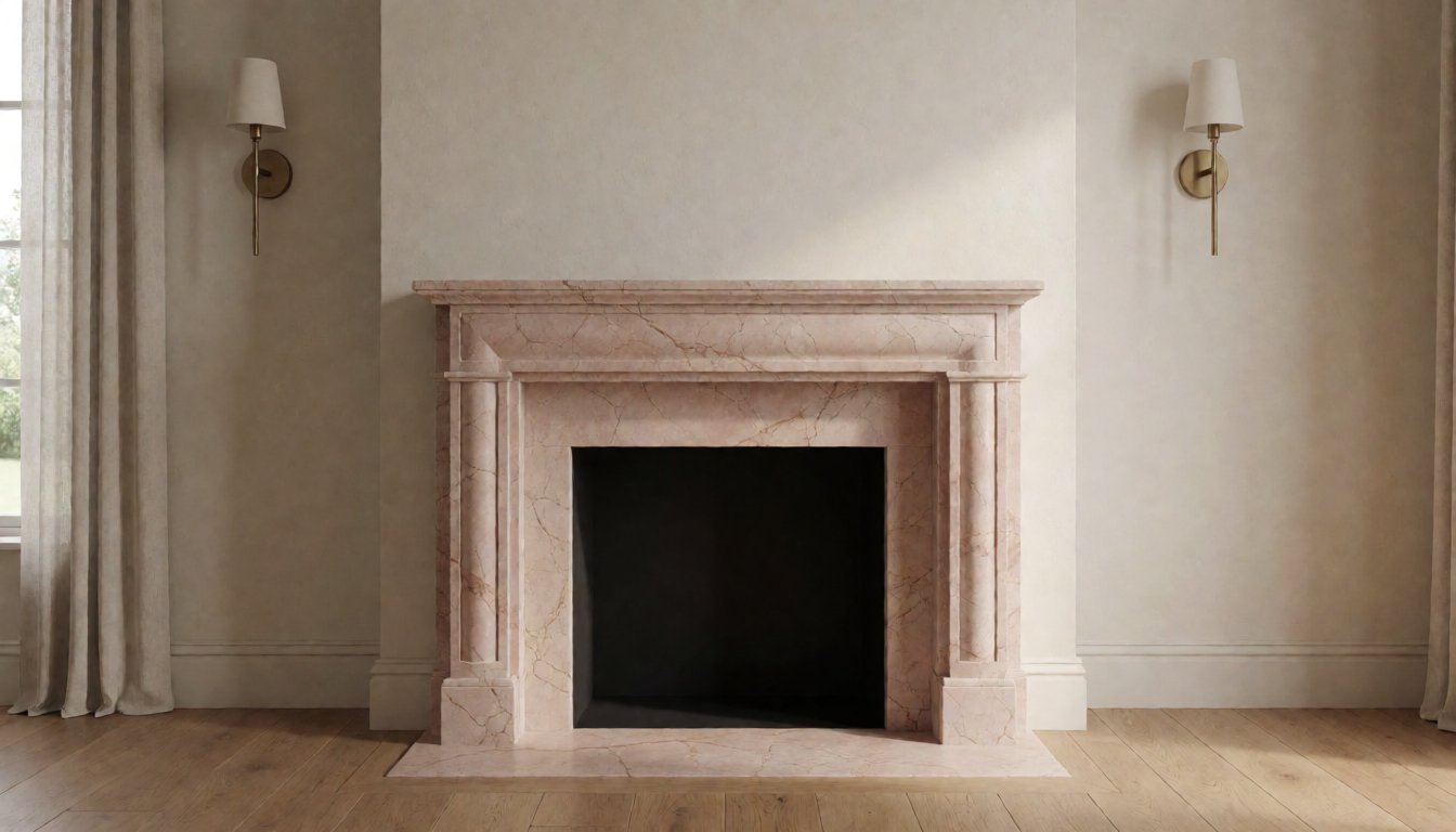 4 Natural Stone Fireplace Mantels That Anchor the Living Room: Arabescato, Afyon Pink & Shangrila Green