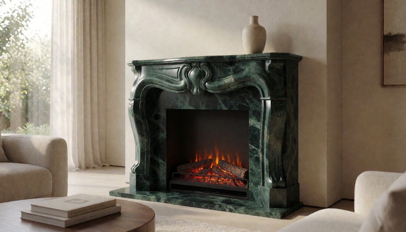 4 Natural Stone Fireplace Mantels That Anchor the Living Room: Arabescato, Afyon Pink & Shangrila Green