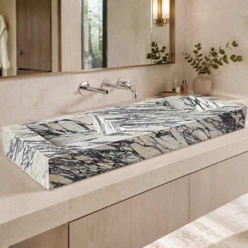 Calacatta Viola Marble Double Sink