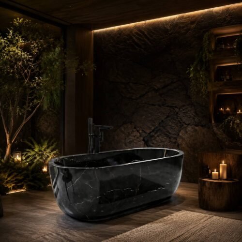 Nero Marquina Marble Bathtub