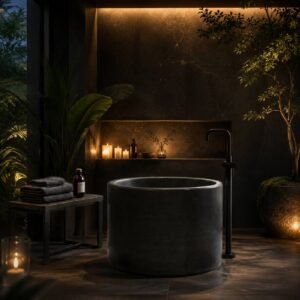 Palissandro Black Round Marble Bathtub