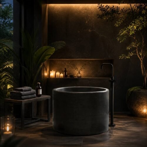 Palissandro Black Round Marble Bathtub