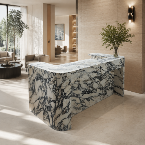 Calacatta Viola Marble Reception Desk