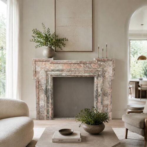 Afyon Pink Marble Fireplace Mantel