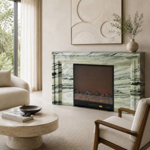 Shangrila Green Marble Electric Fireplace