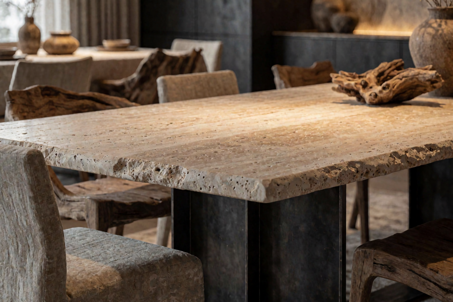 What Is a Travertine Dining Table? Why Raw, Tactile Stone Tops Are 2026’s Quiet-Luxury Trend