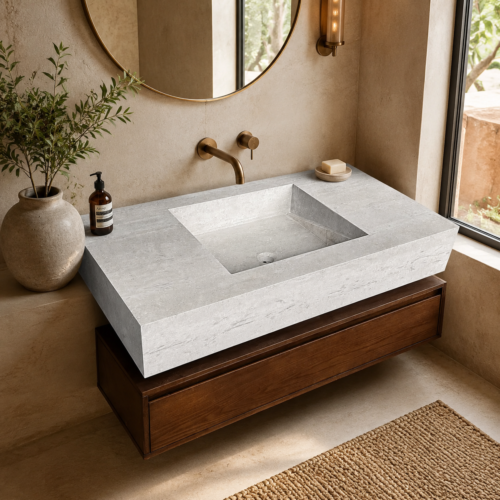 Guangxi White Travertine Marble Sink
