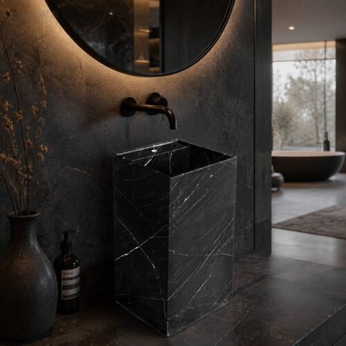 Nero Marquina Black Marble Sink