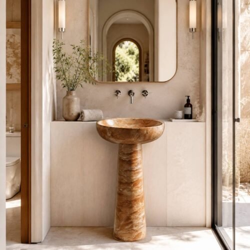 Tea Rose Marble Sink