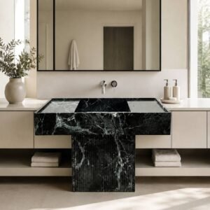 Verde Alpi Marble Sink Groove Surface