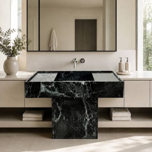 Verde Alpi Marble Sink Groove Surface