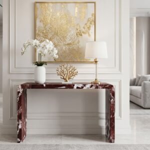 Rosso Levanto Marble Console Table, Natural Stone Sofa Table