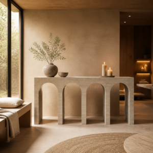 travertine console table2