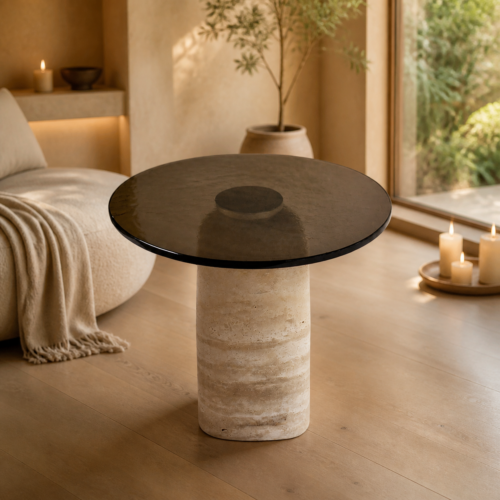 Travertine Side table3
