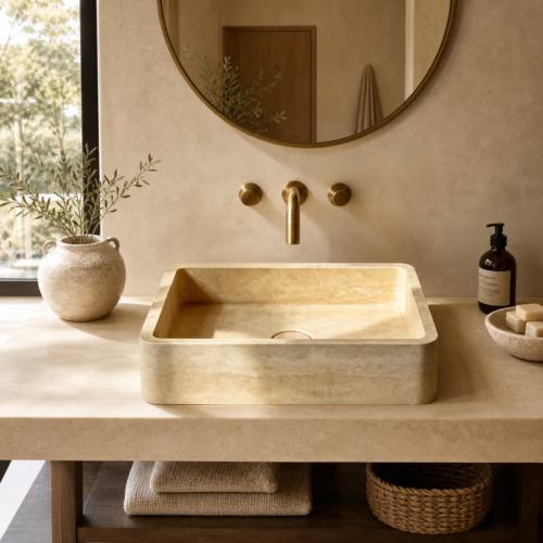 travertine sink