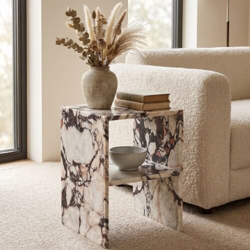 Afyon Pink Marble Fireplace Mantel