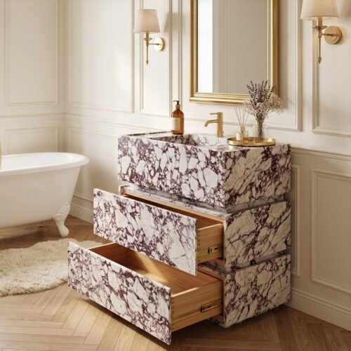 Afyon Pink Marble Fireplace Mantel
