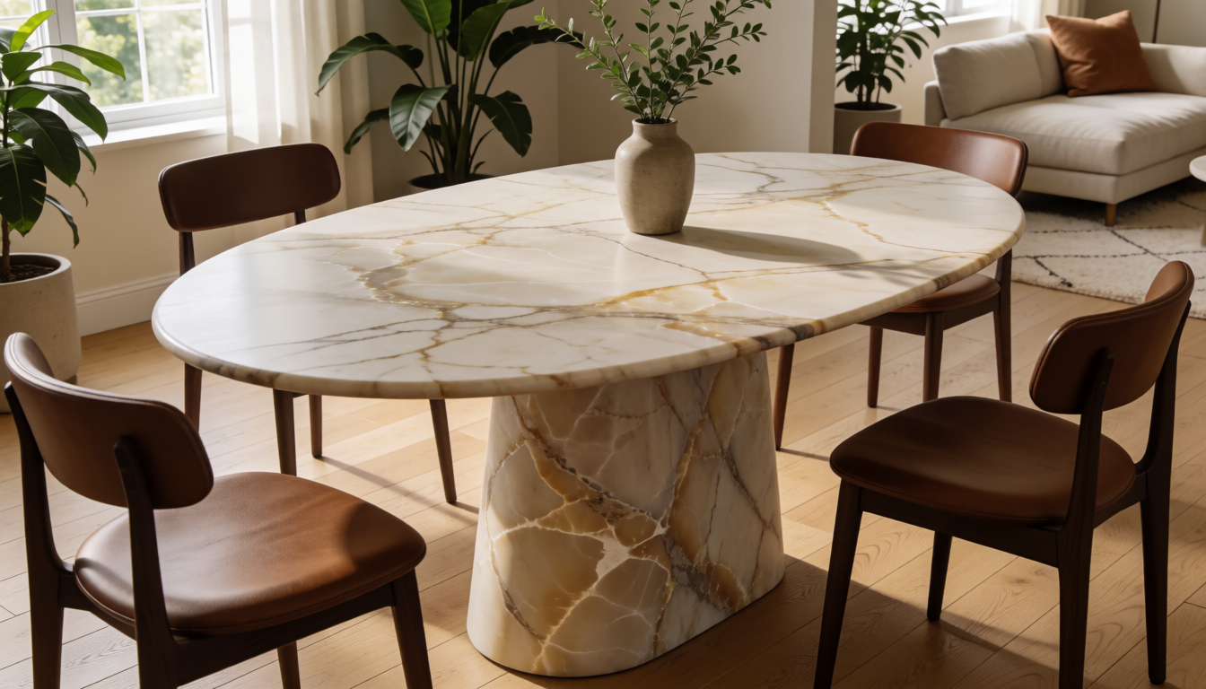 Travertine Onyx Dining Table