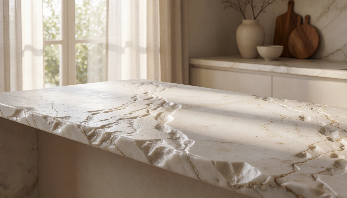 Travertine Stone Coffee Table, Natural Marble Center Table for Living Room