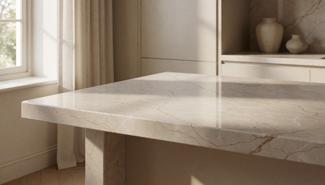 Travertine Stone Console Table, Natural Marble Sofa Table for Living Room