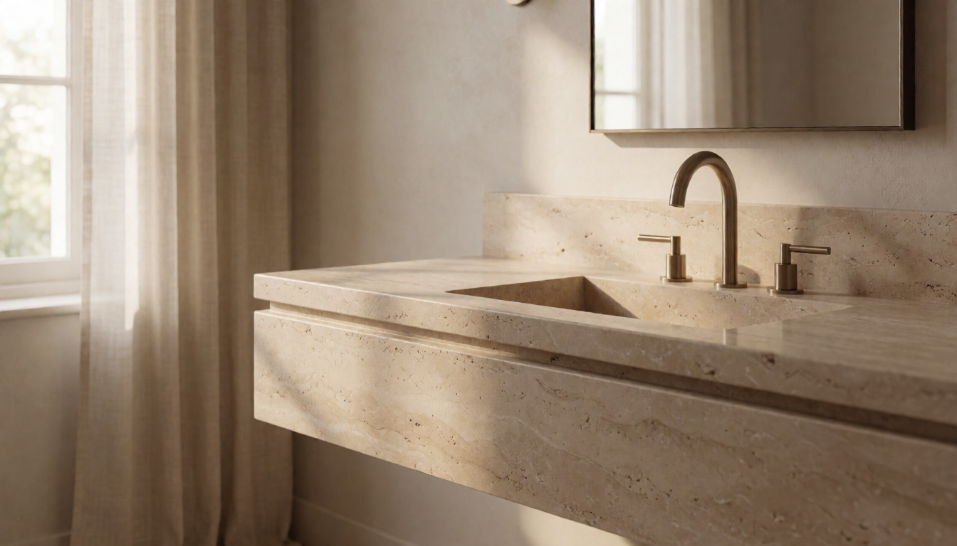 Travertine Stone Console Table Natural Marble Sofa Table For Living Room