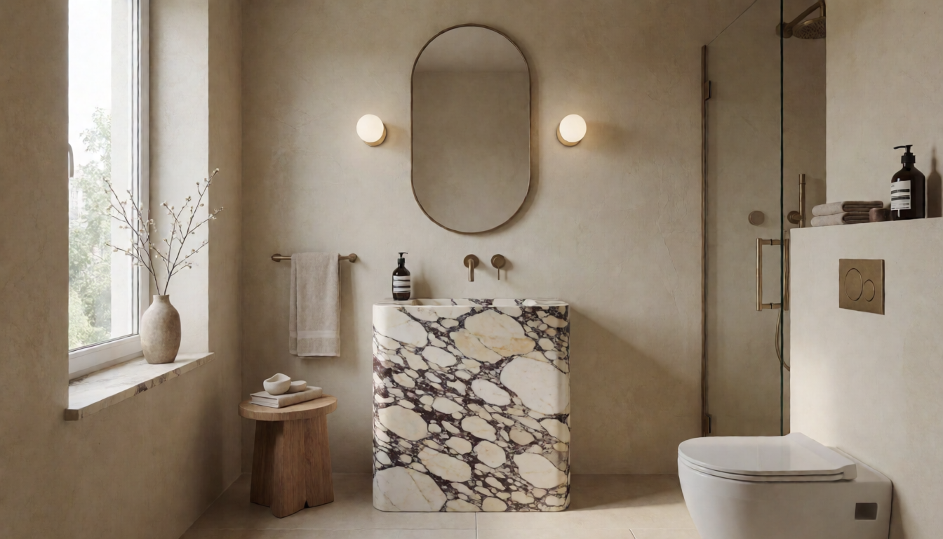 Hand Carved Rosso Levanto Marble Bathroom Vanity Freestanding Natural Stone Sink Cabinet With Drawers Luxury Stone Wash Basin Unit For Modern Bathrooms