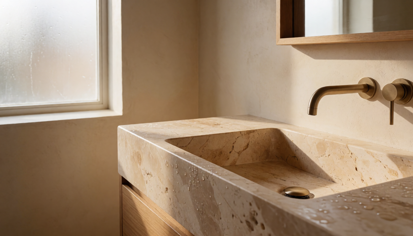 Gold Vein Marble Pedestal Bathroom Sink, Natural Stone Cylinder Basin