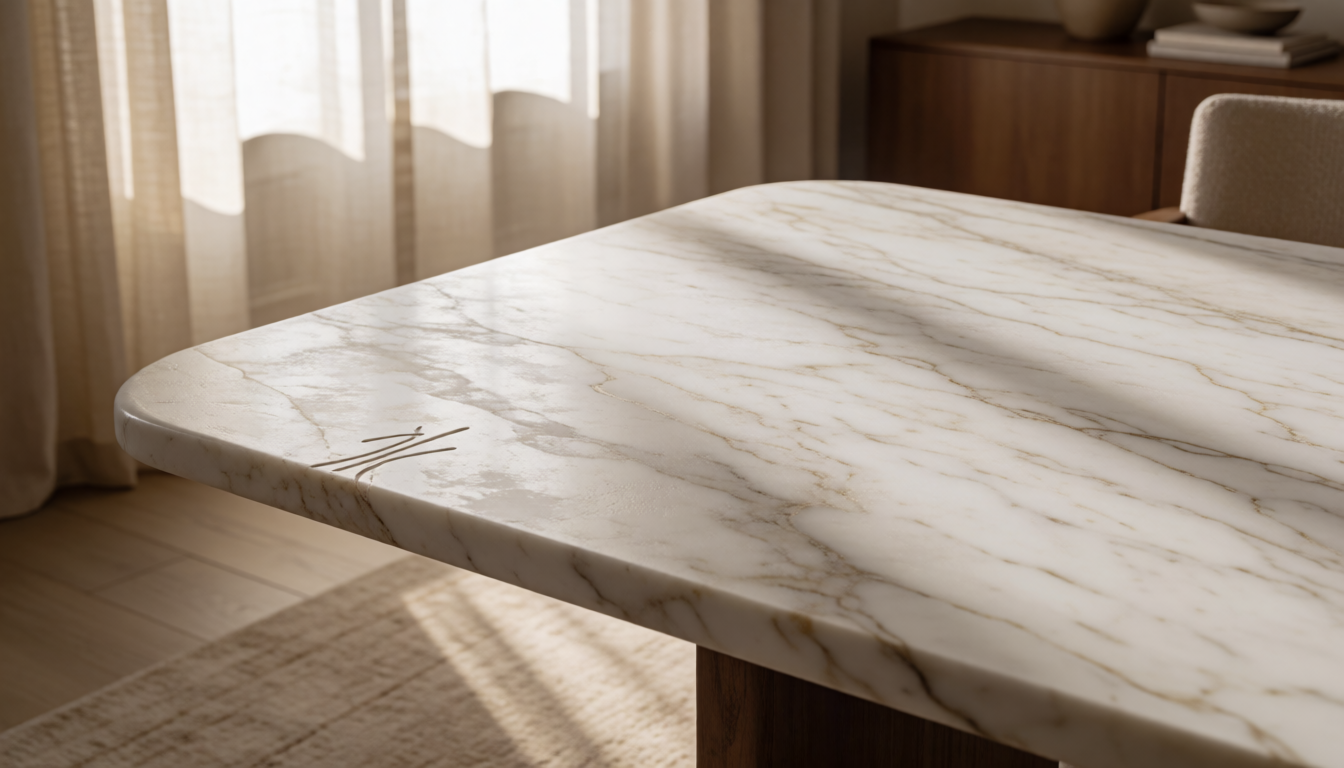 Travertine Stone Console Table, Natural Marble Sofa Table for Living Room