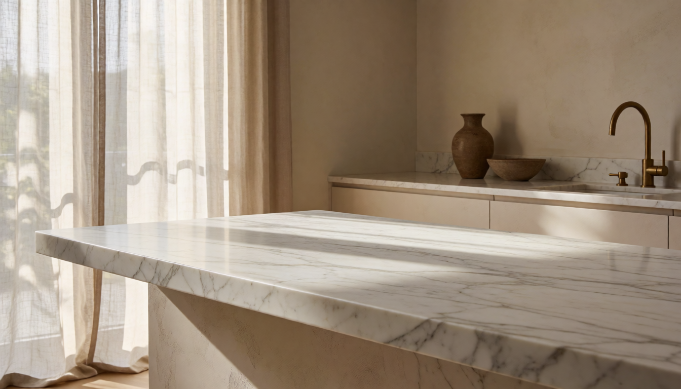 Travertine Stone Coffee Table, Natural Marble Center Table for Living Room