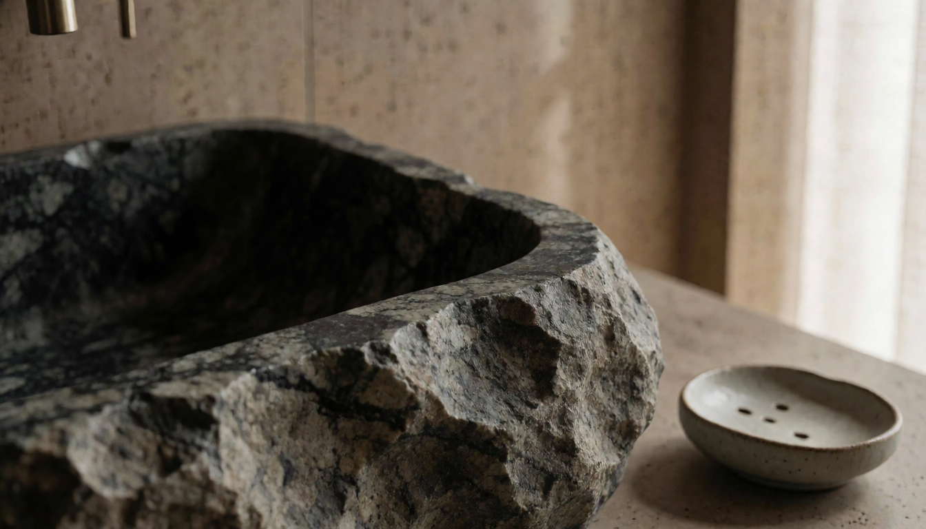Travertine Stone Round Bathroom Sink Natural Basin