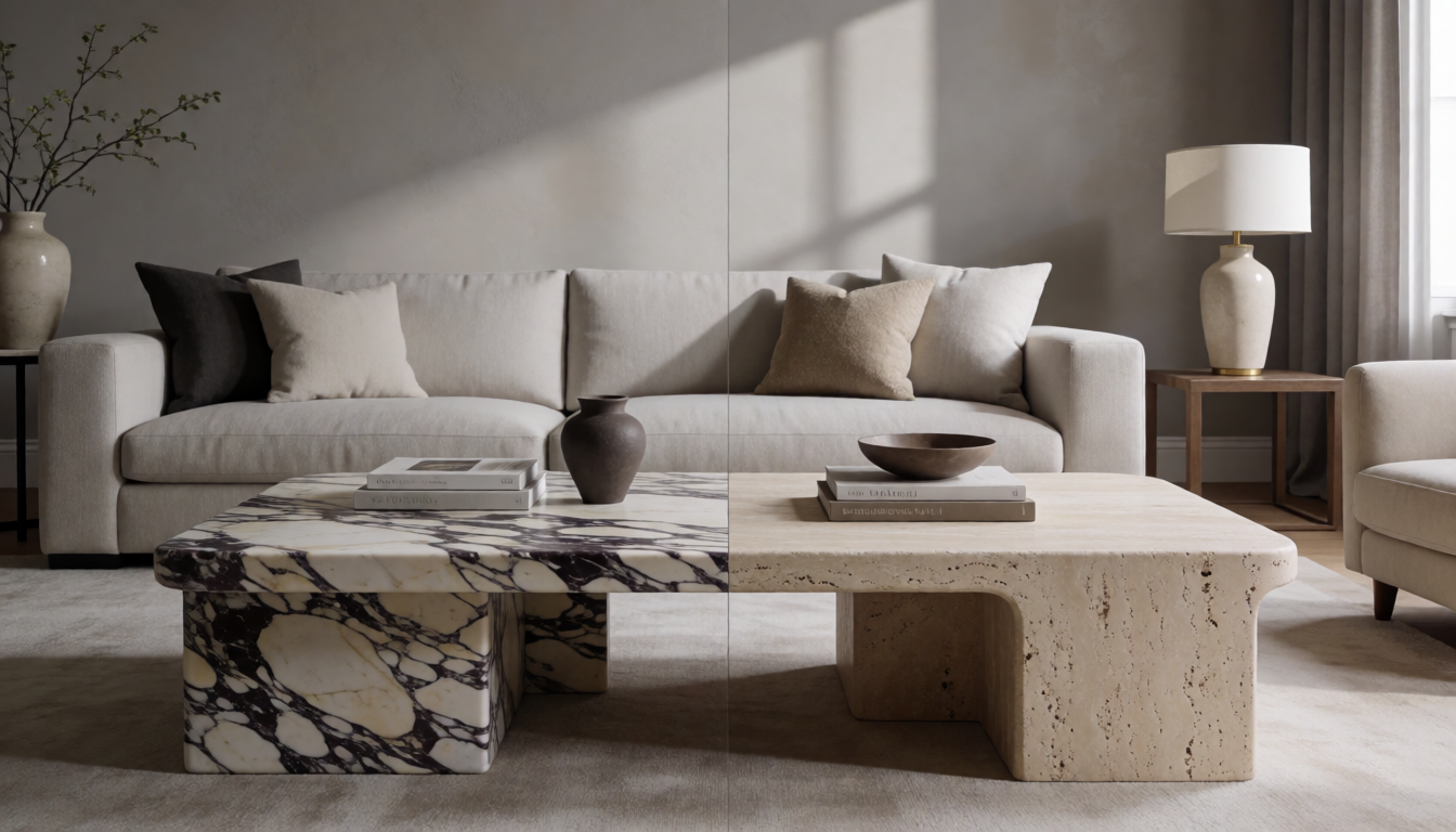 Travertine Stone Coffee Table Natural Marble Center Table For Living Room