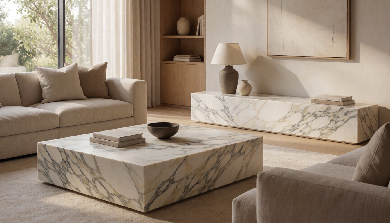 Travertine Stone Coffee Table Natural Marble Center Table For Living Room