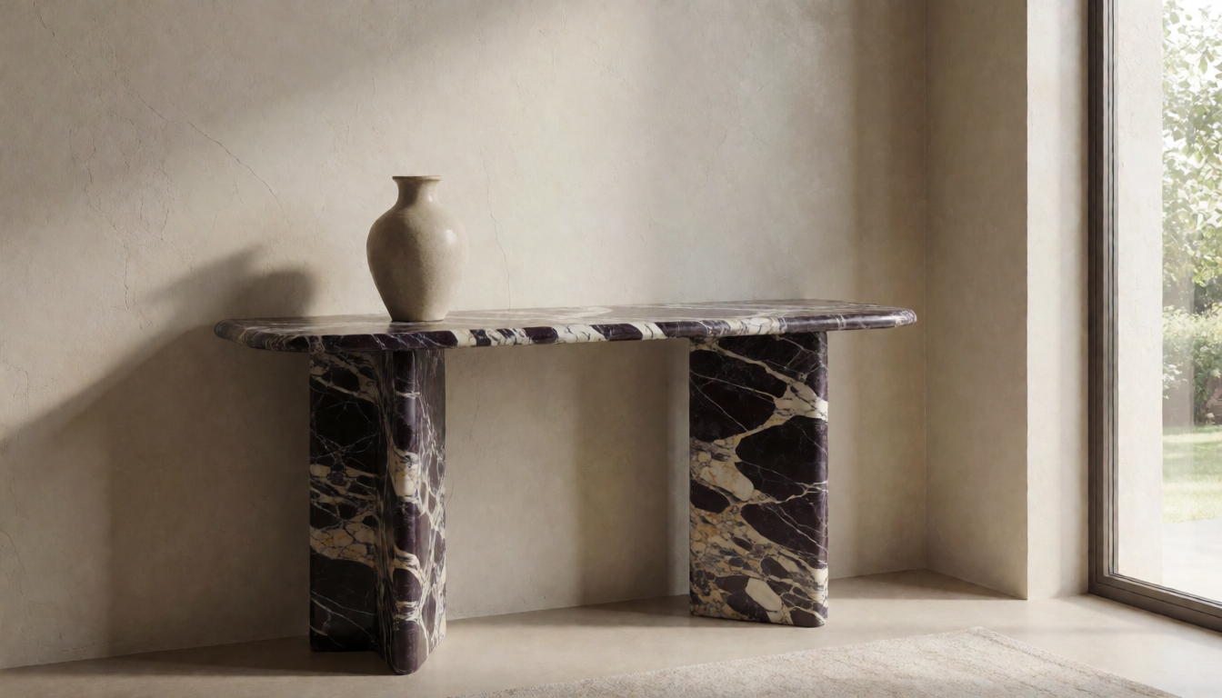 Natural Calacatta Marble Block Coffee Table, Minimalist Stone Living Room Table, Luxury Rectangular Center Table for Modern Interior Decor