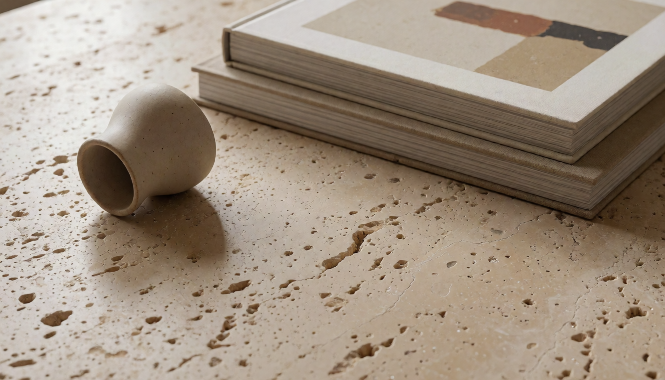 travertine coffee table by Gladystone