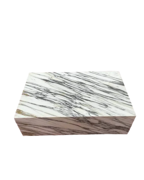 Arabescato Marble Polished Plinth Coffee Table — Arabescato Marble natural stone Coffee Table (hero view), Gladystone handcrafted