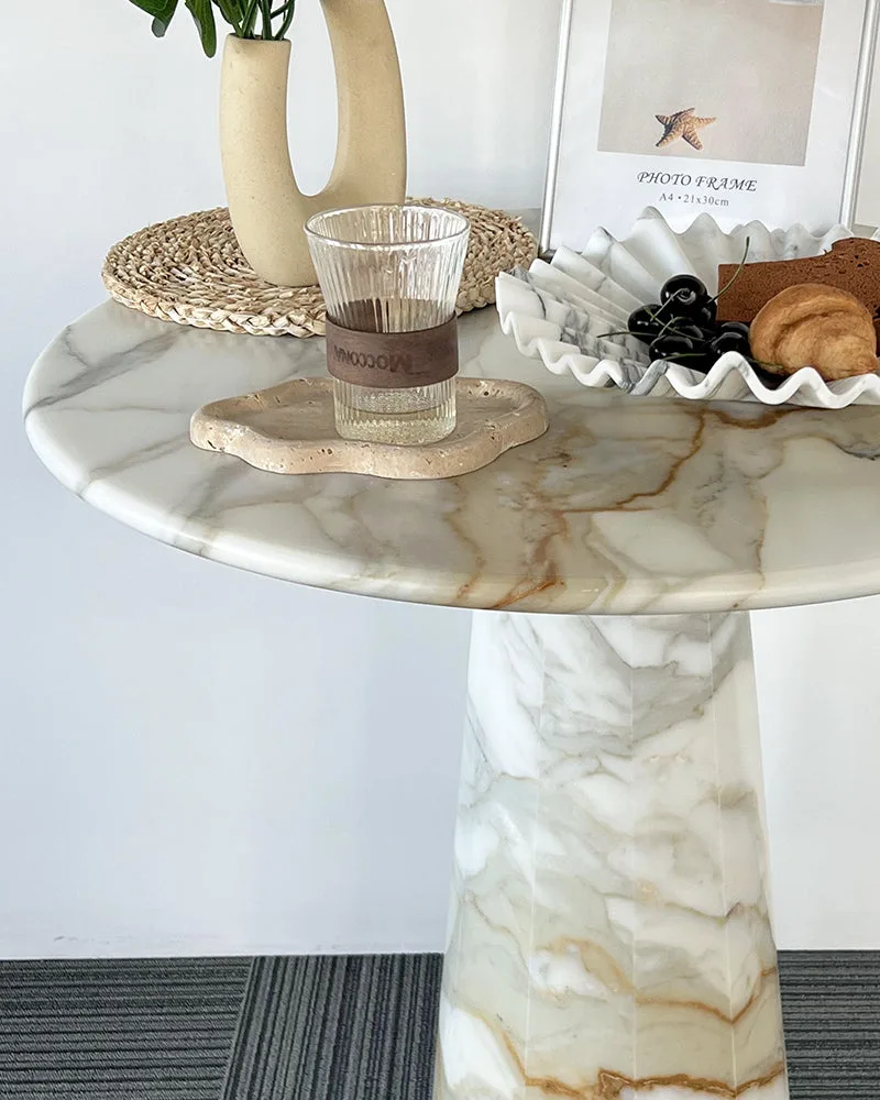 Calacatta Marble Gold Dawn Bistro Table — Calacatta Marble natural stone Side Table (product view), Gladystone handcrafted
