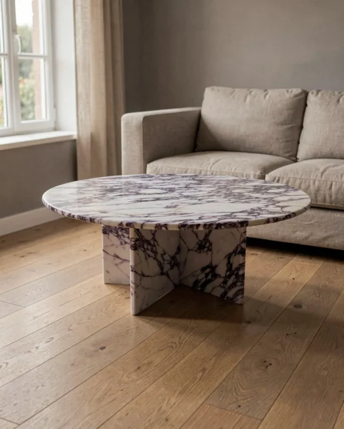 Calacatta Viola Marble Polished Coffee Table — Calacatta Viola Marble natural stone Coffee Table (hero view), Gladystone handcrafted